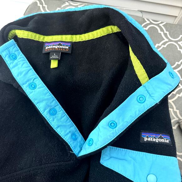 PATAGONIA Women's BLACK FLEECE Snap Collar SYNCHILLA SNAP-T Pullover JACKET L - Picture 5 of 10